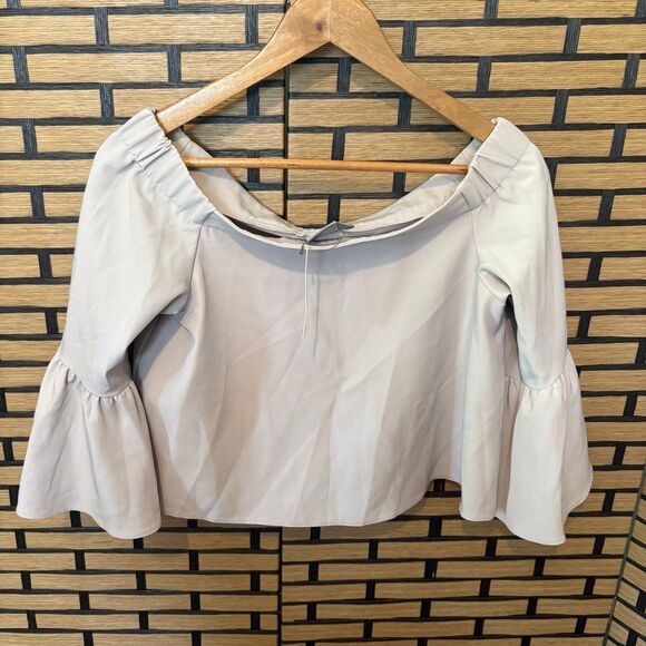 ASOS Tan Ruffle Sleeve Off Shoulder Top Size 6 - Picture 1 of 8